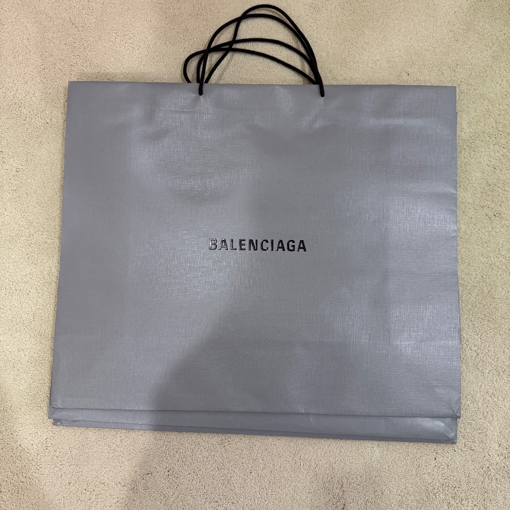 Authentic Balenciaga Grey Gift Paper Shopping Bag  Large  New  25 X 21 X 9